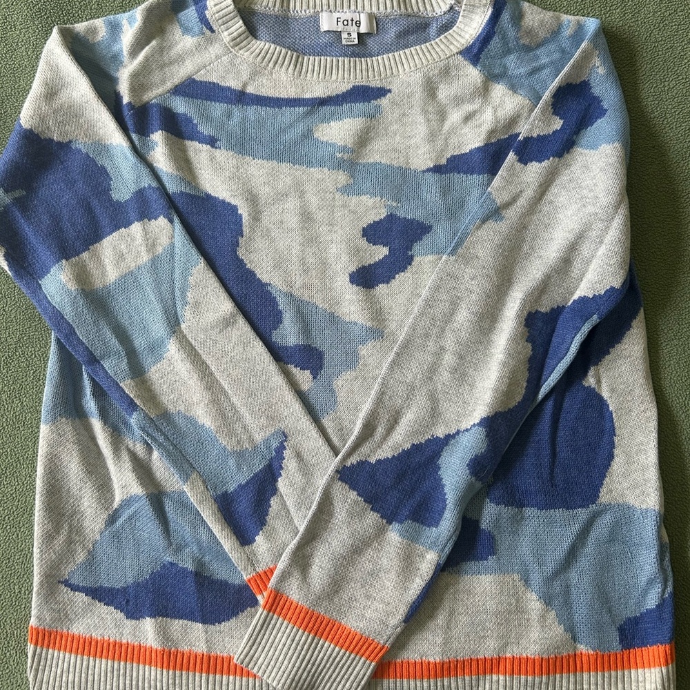 Women’s blue Camo Sweater - Blue and Gray